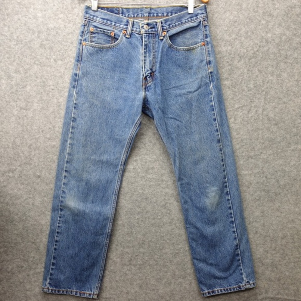 Mens Levis 505 Jeans 32x29 Blue‎ Stone Wash Denim Regular Straight Leg Zip Fly